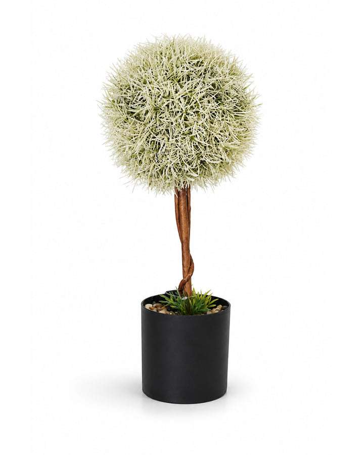 White Artificial Topiary Tree with Black Pot | Elegant Home Decoration | Decorative Gift Item