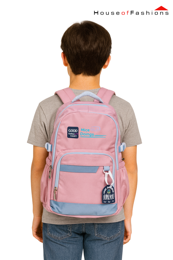 Kids’ Pastel Pink & Blue School Backpack – 18” x 14.5” Large Multi-Compartment Bag | House of Fashions