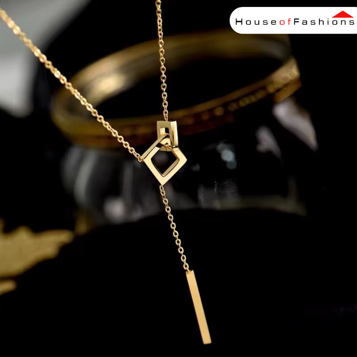 18K Gold Plated Square Link Necklace - Anti-Tarnish, Waterproof & Hypoallergenic