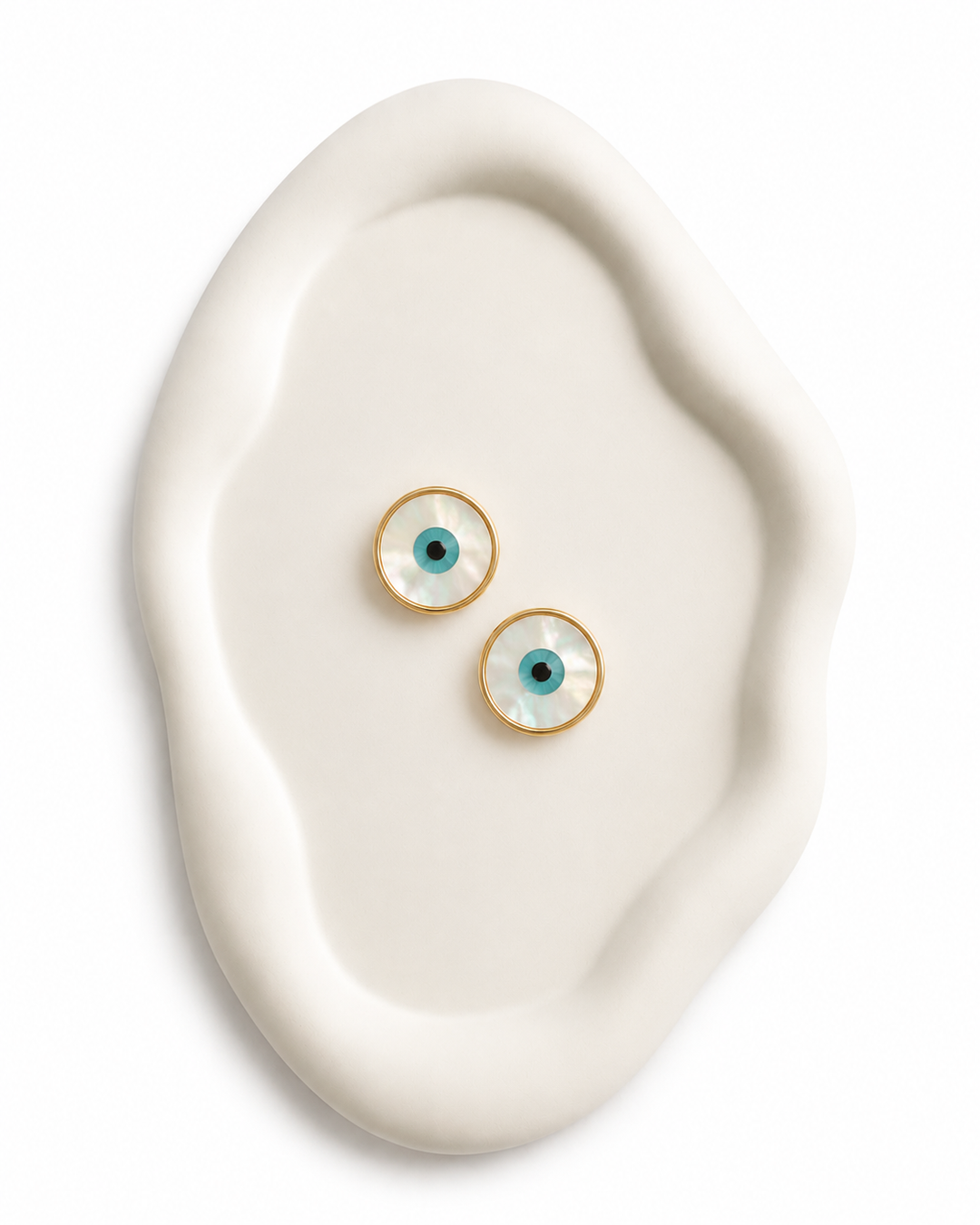 stainless steel Evil Eye Stud Earrings – Gold Tone