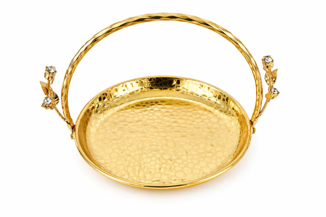 Golden Serving Tray with Handle