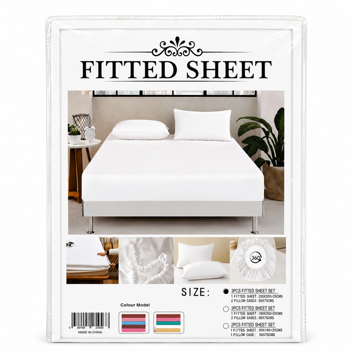 360° Elastic Bed Sheet with Pillow Cases