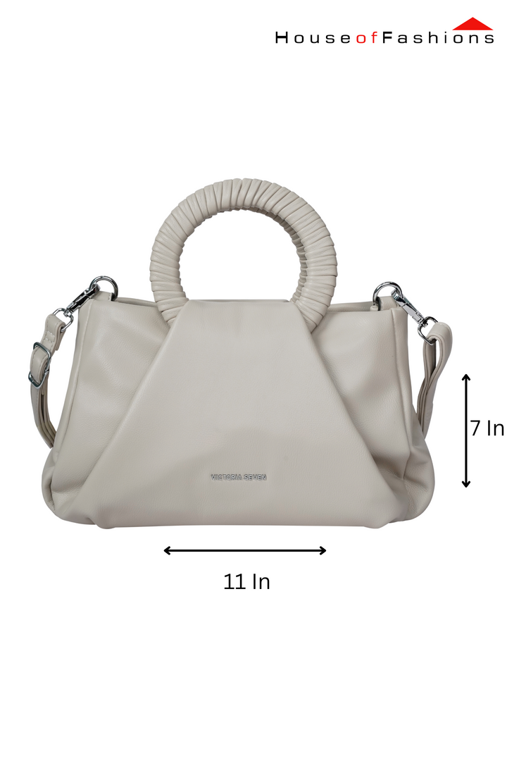 Victoria Seven Sculpted Round Handle Bag – Ivory Cream