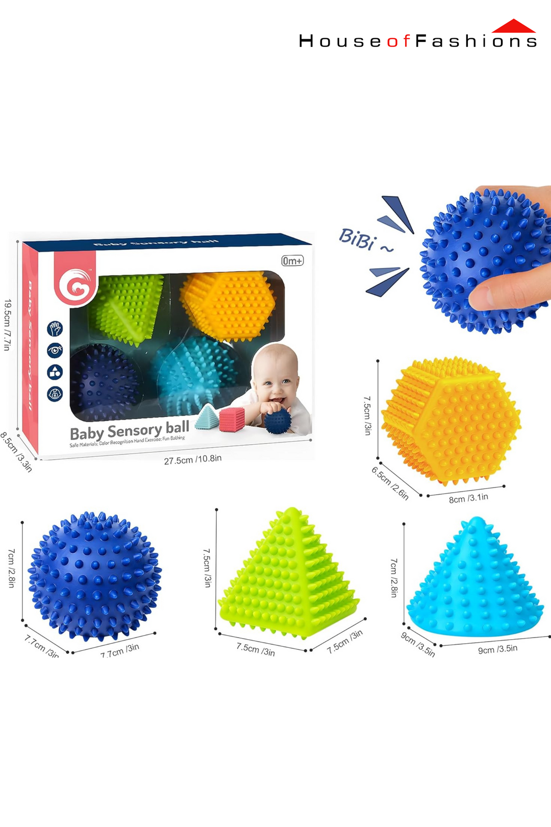 Pointy Sensory Balls for Babies 6–12 Months – Soft BPA-Free Developmental Toy for Tactile Stimulation