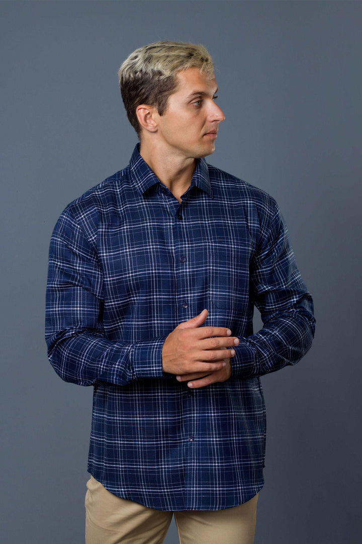 Check Cotton Shirt (Blue)