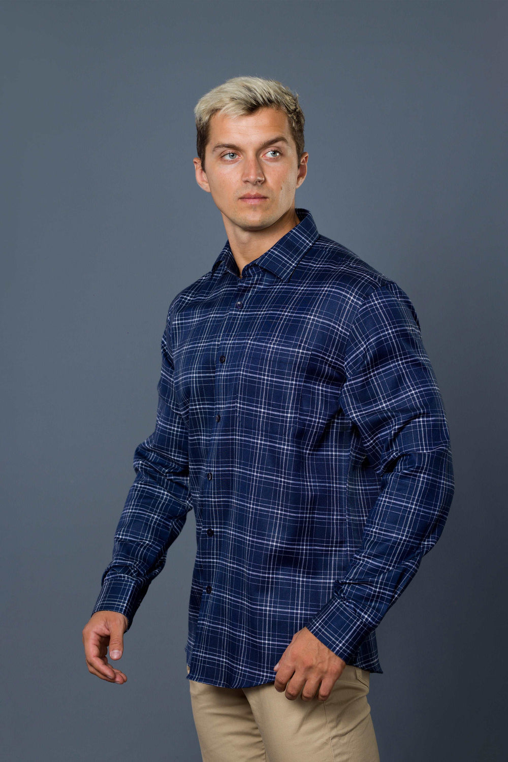 Check Cotton Shirt (Blue)