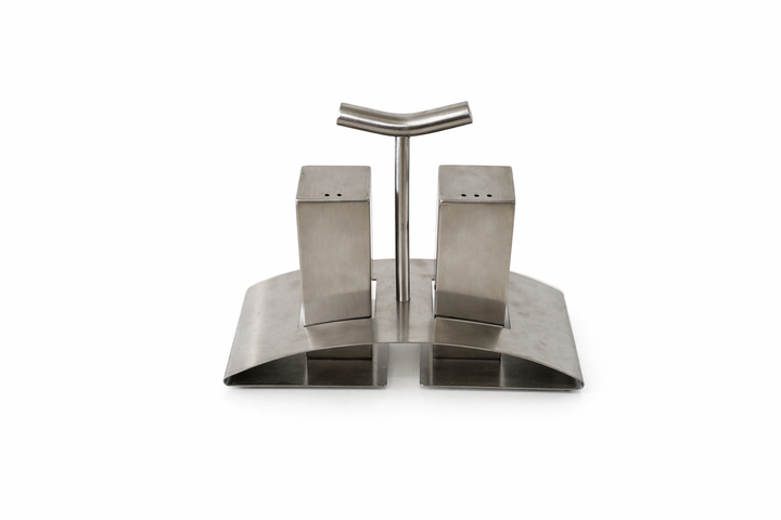Stainless Steel Salt & Pepper Shaker Set with Holder