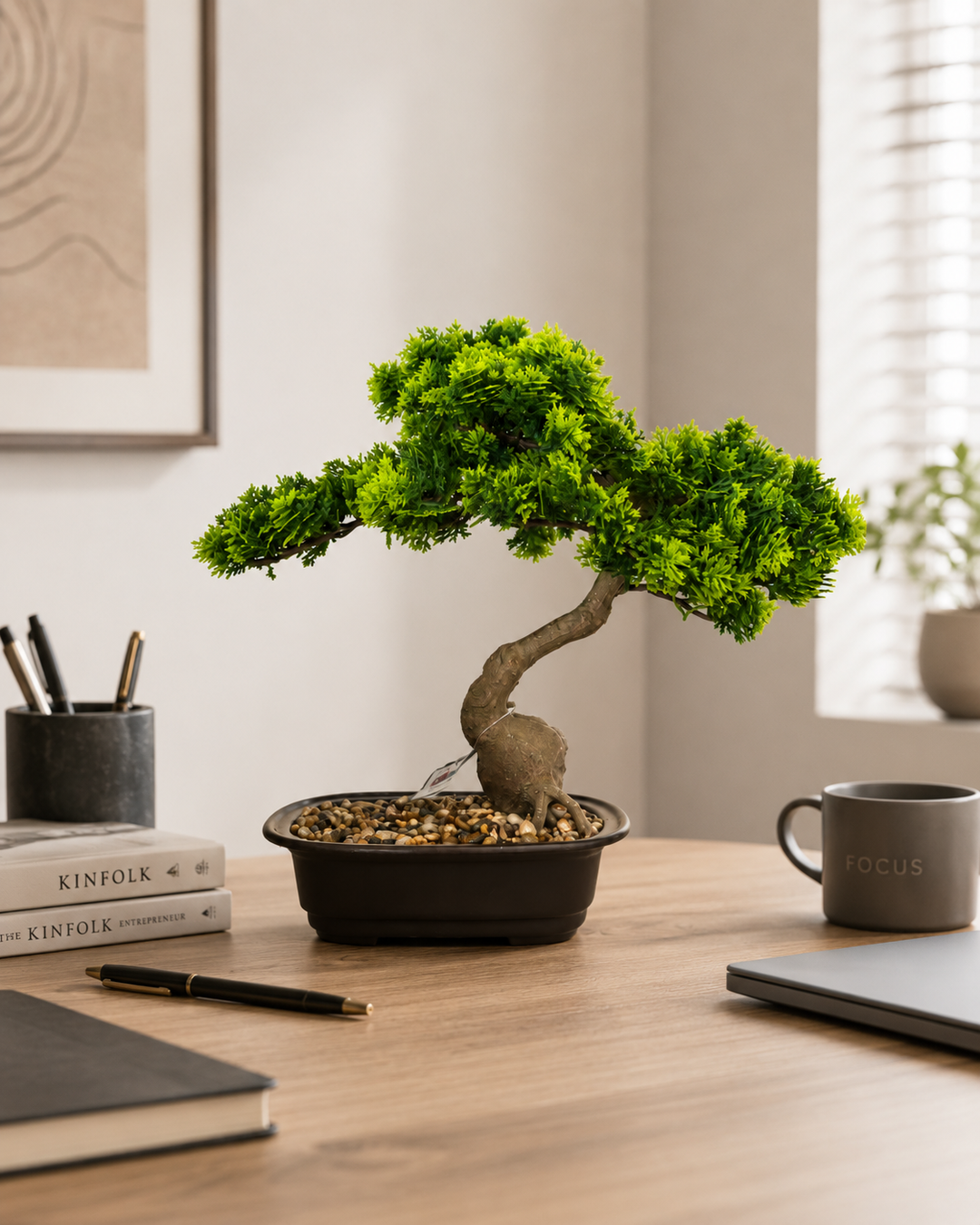15 Inch Artificial Bonsai Tree with Decorative Pot | Japanese Style Home Decoration | Gift Item
