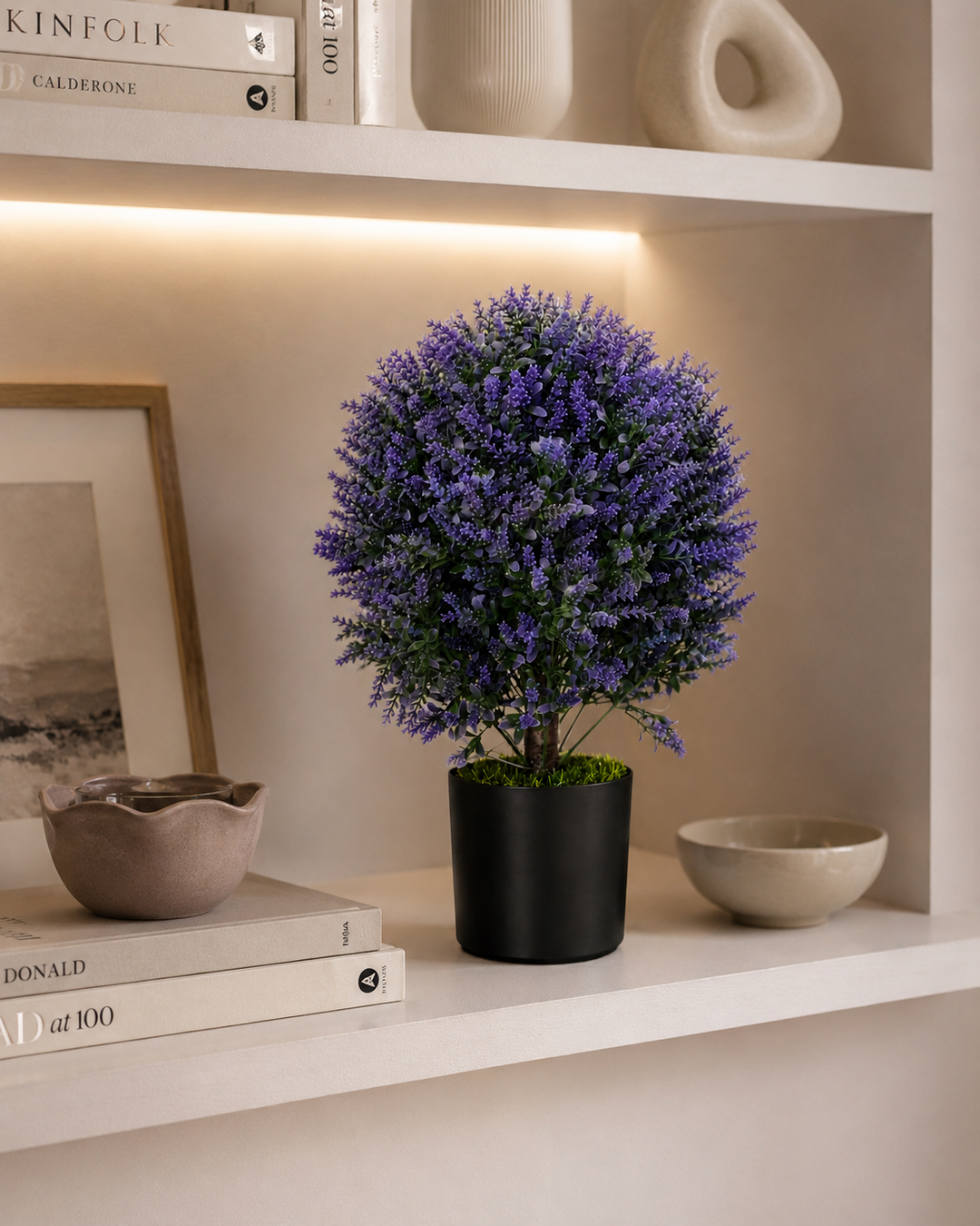 20 Inch Purple Artificial Lavender Plant with Black Pot | Home Decoration Gift