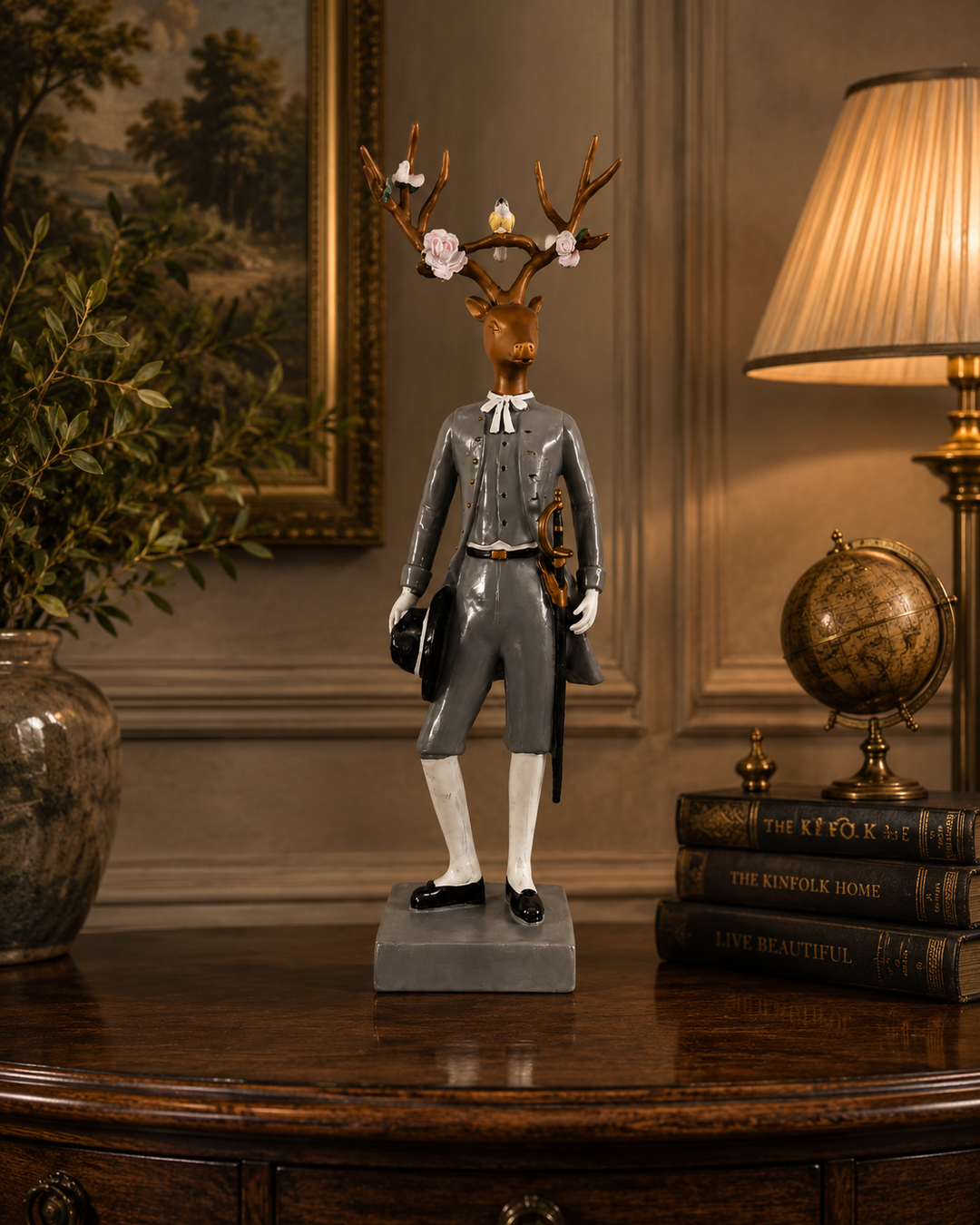 18-Inch Elegant Ceramic Deer Gentleman Figurine | Luxury Decorative Table Ornament