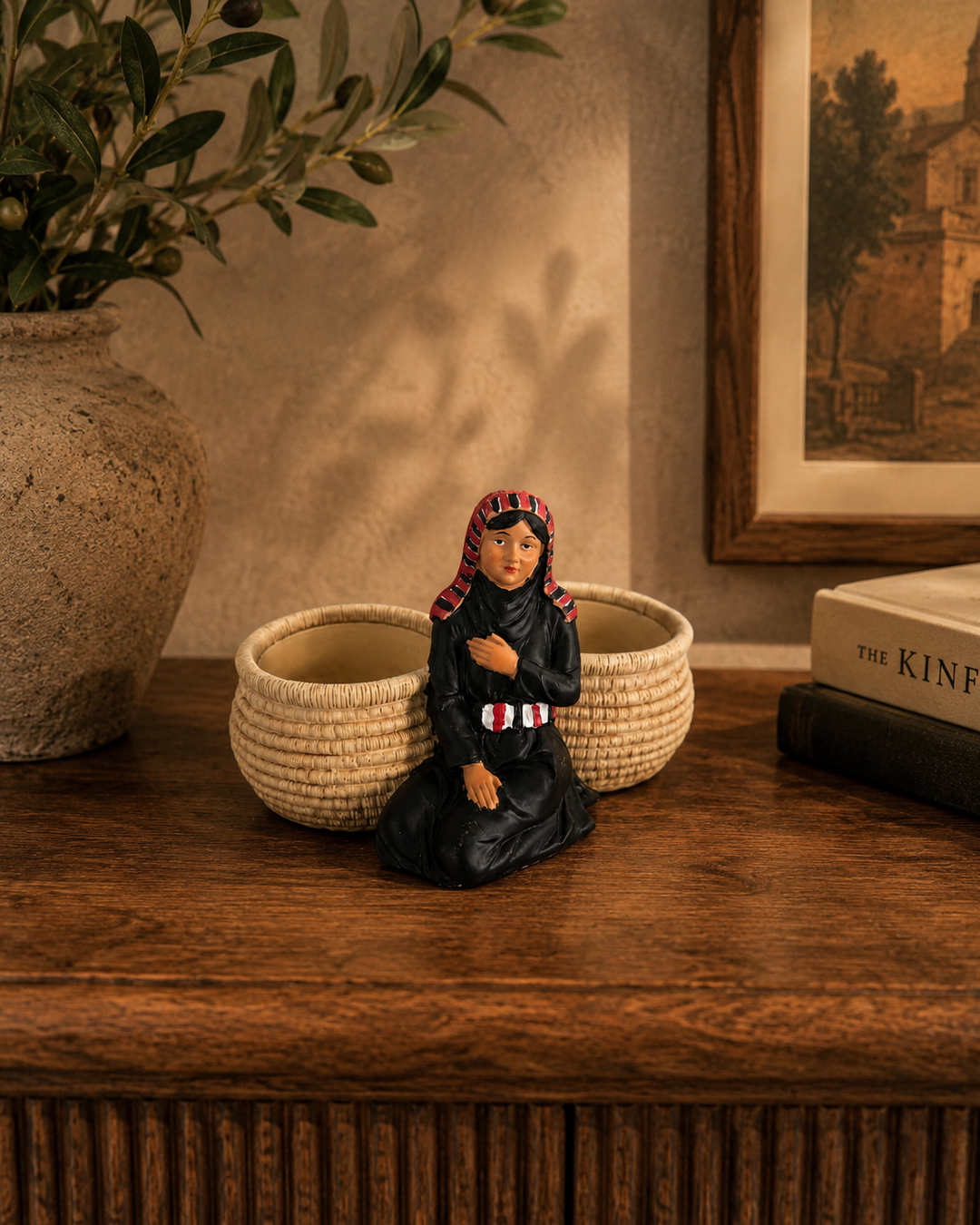 7-Inch Ceramic Decorative Girl Planter with Dual Pots | Handmade Succulent Planter