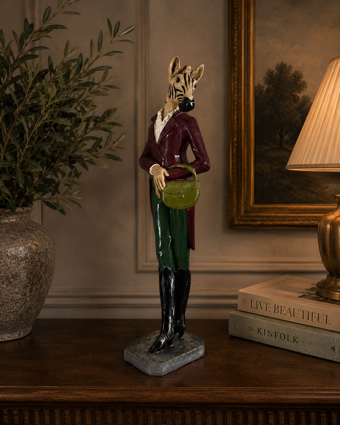 Ceramic Zebra Lady Figurine | Luxury Decorative Table Ornament