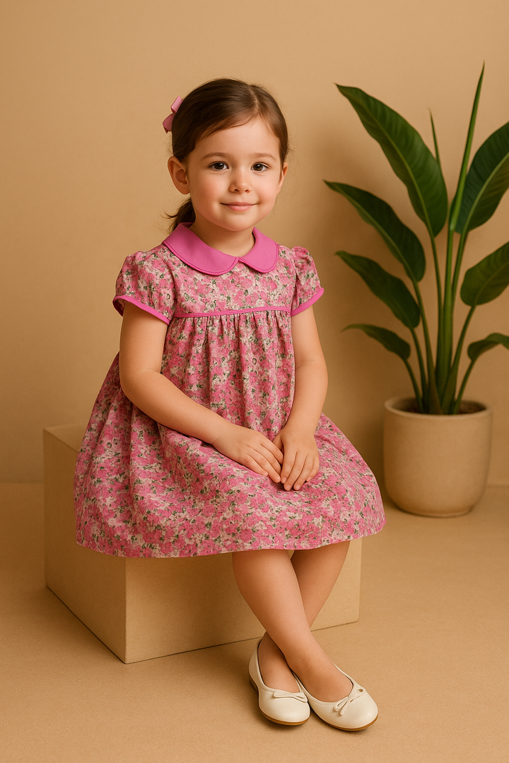 Blossom Charm – Pink Floral Cotton Dress