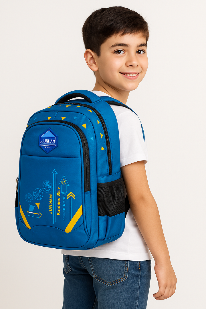 lue Tech Explorer School Backpack for Boys – Spacious & Durable with Bottle Holders