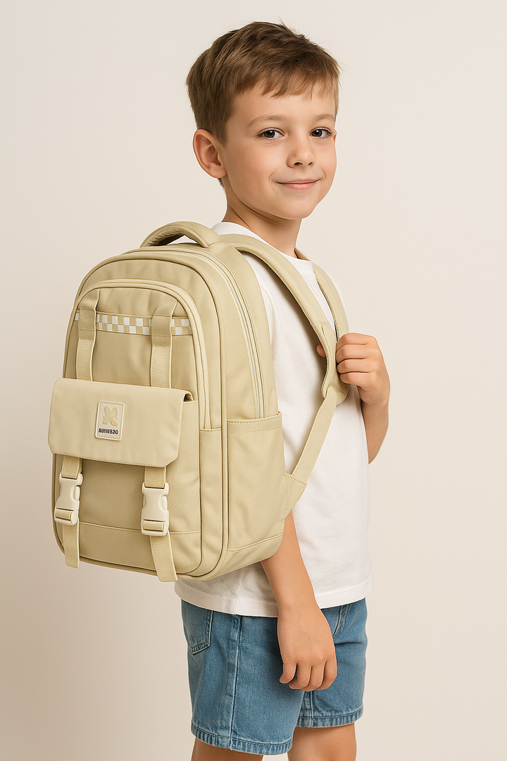 Beige Utility Kids School Backpack