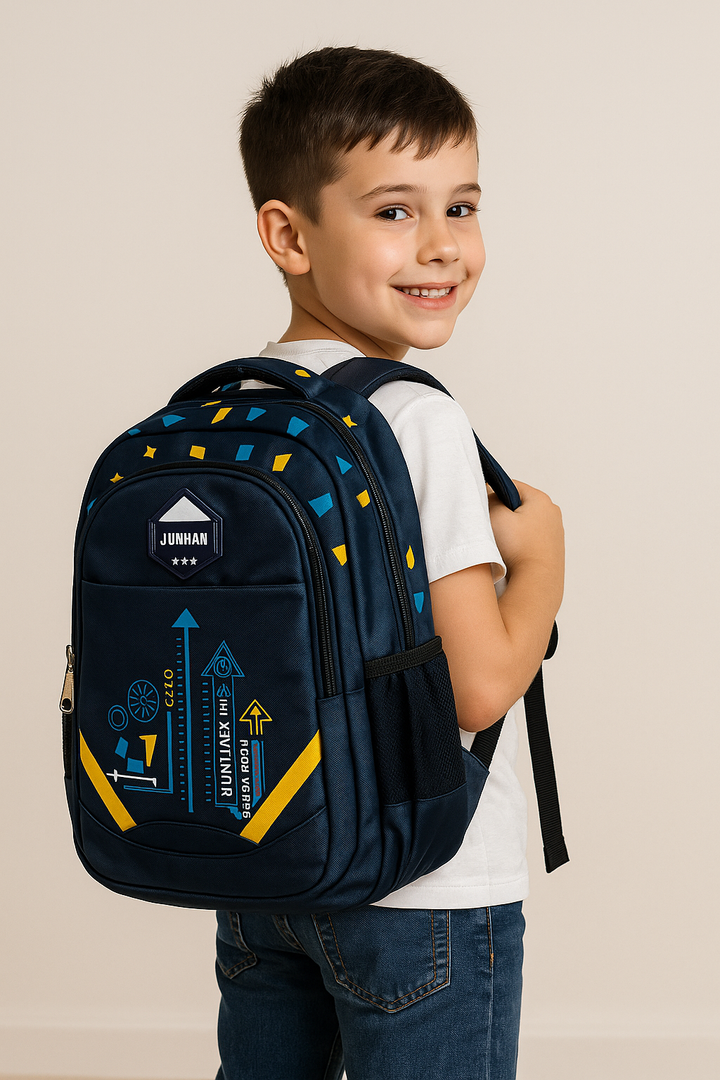 Urban Arrows School Backpack – Navy Blue 17.5" Boys’ Graphic School Bag