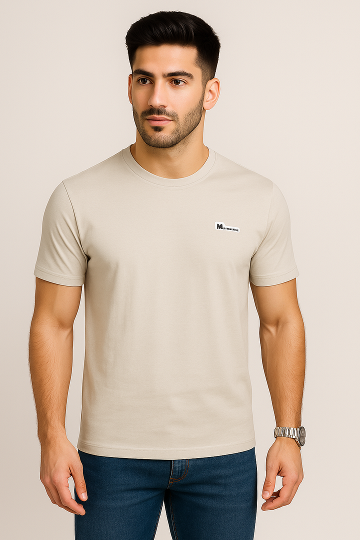 Beige Minimalist Graphic T-Shirt