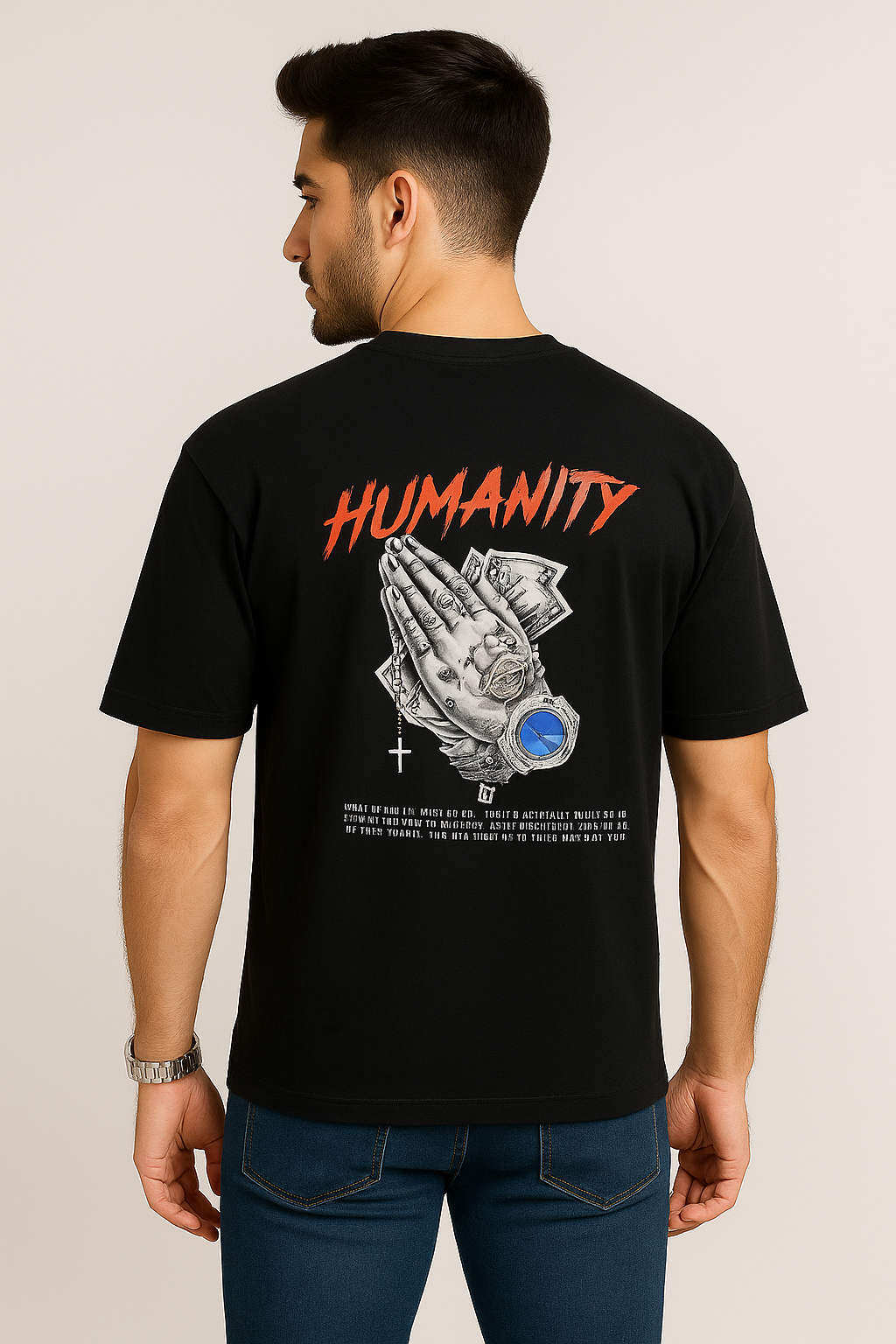 Black Oversized Graphic Tee – Humanity Print