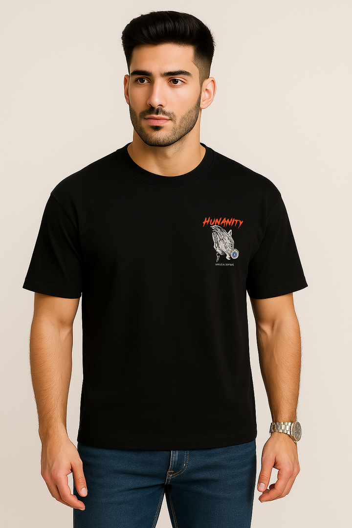 Black Oversized Graphic Tee – Humanity Print