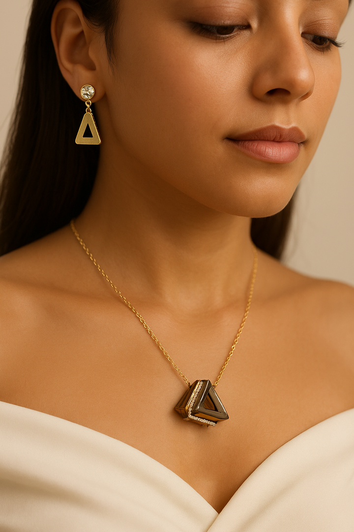 Geometric Luxe Pendant & Earring Set