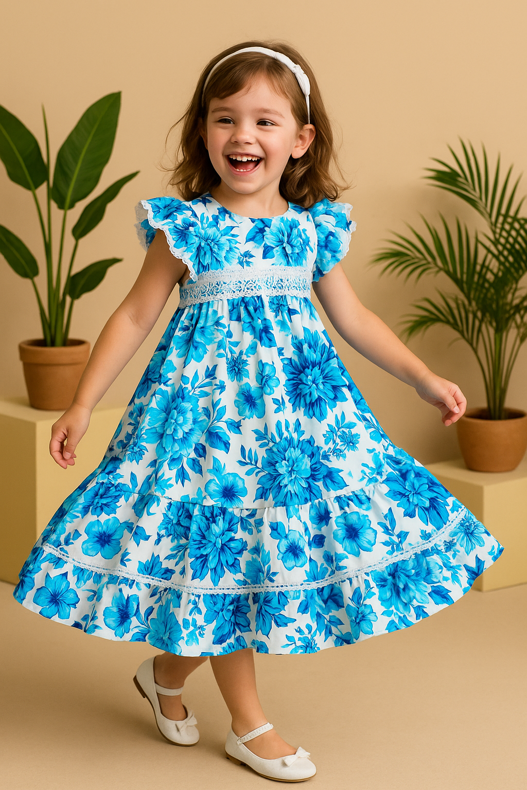 Ocean Bloom – Blue Floral Lace Dress