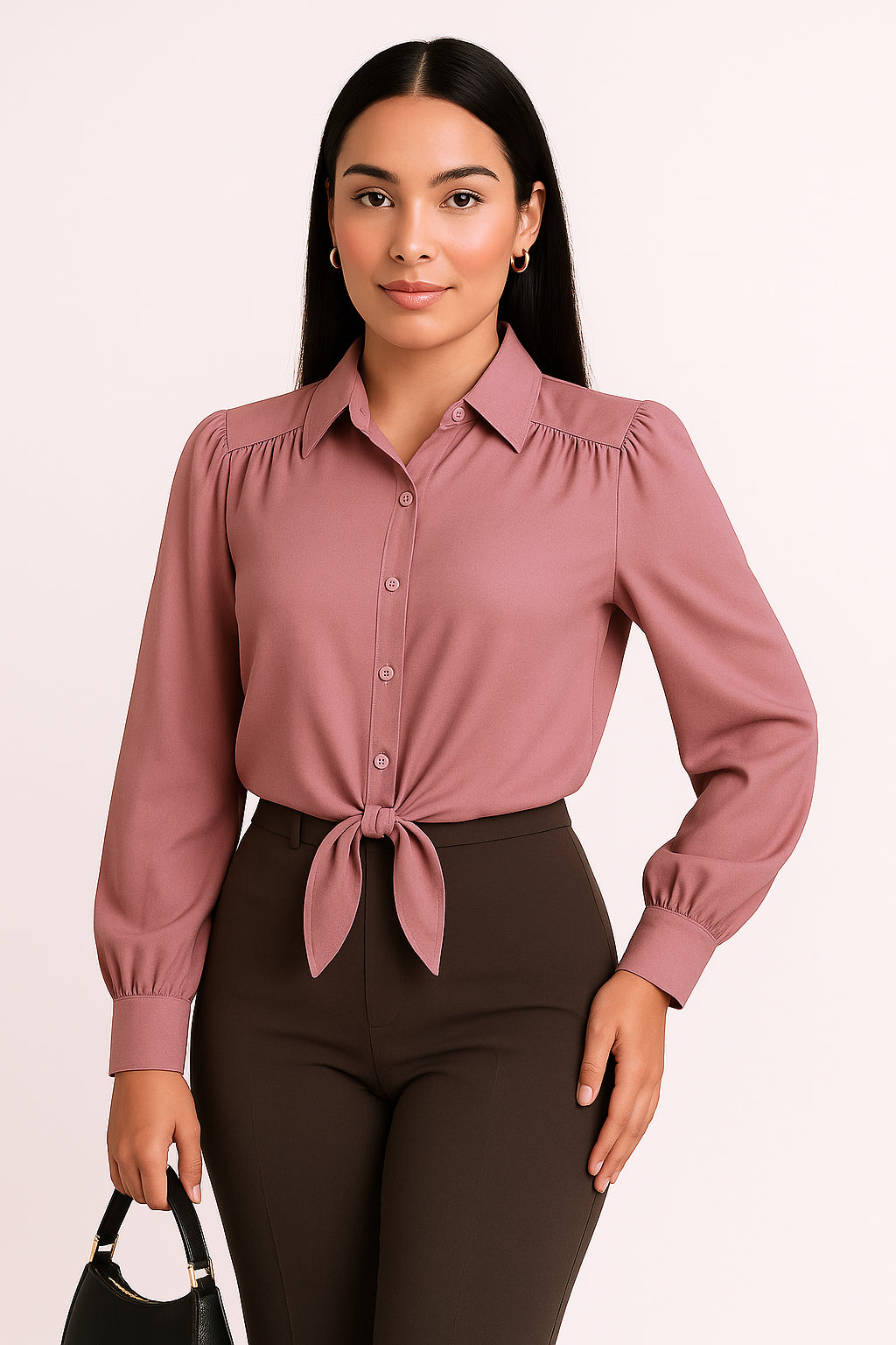 Classic Knot Detail Blouse – Pink
