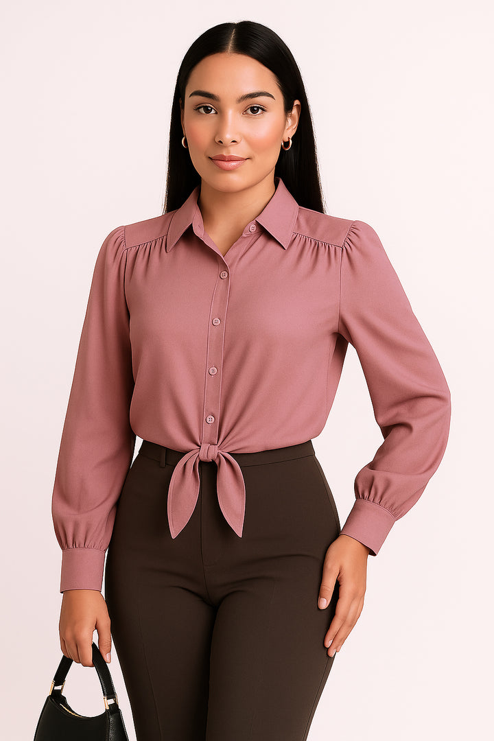 Classic Knot Detail Blouse – Pink