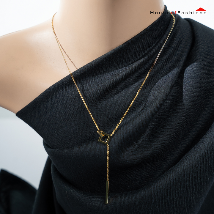 18K Gold Plated Square Link Necklace - Anti-Tarnish, Waterproof & Hypoallergenic