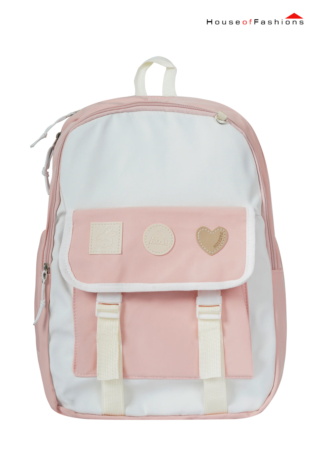 Pink & White Heart Patch Junior School Backpack