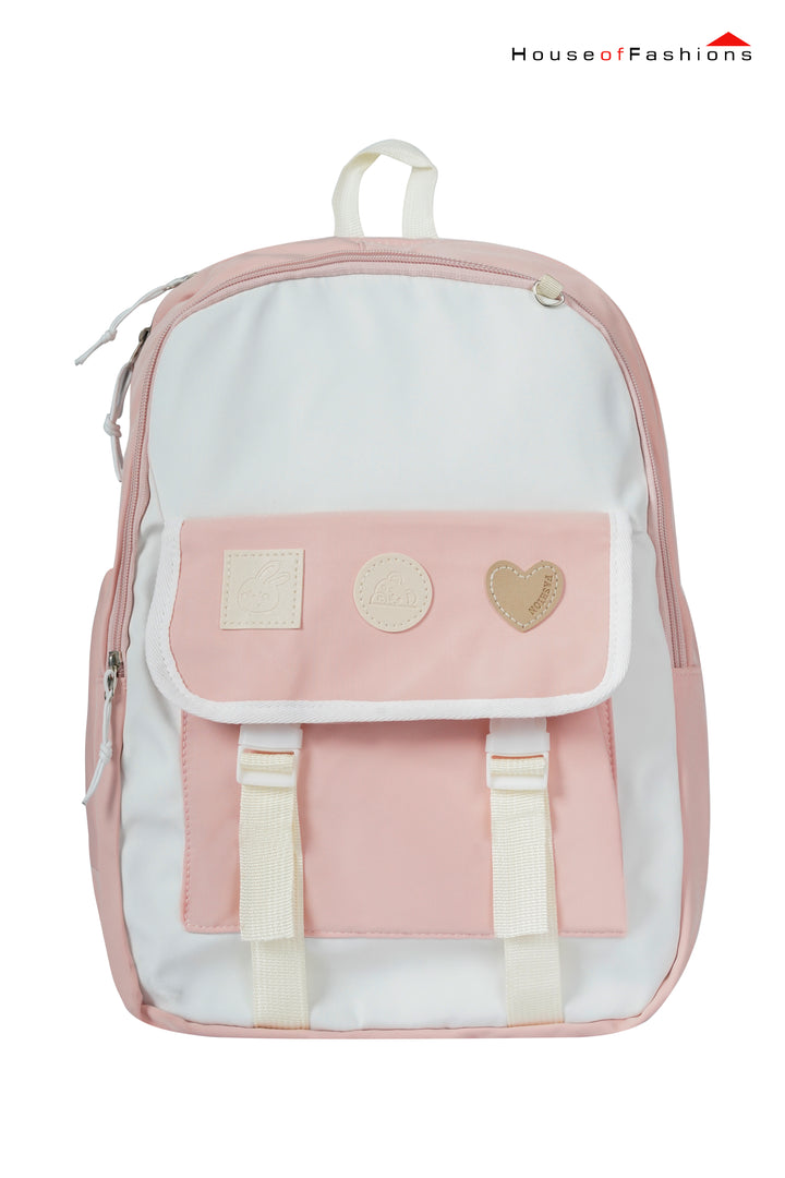 Pink & White Heart Patch Junior School Backpack