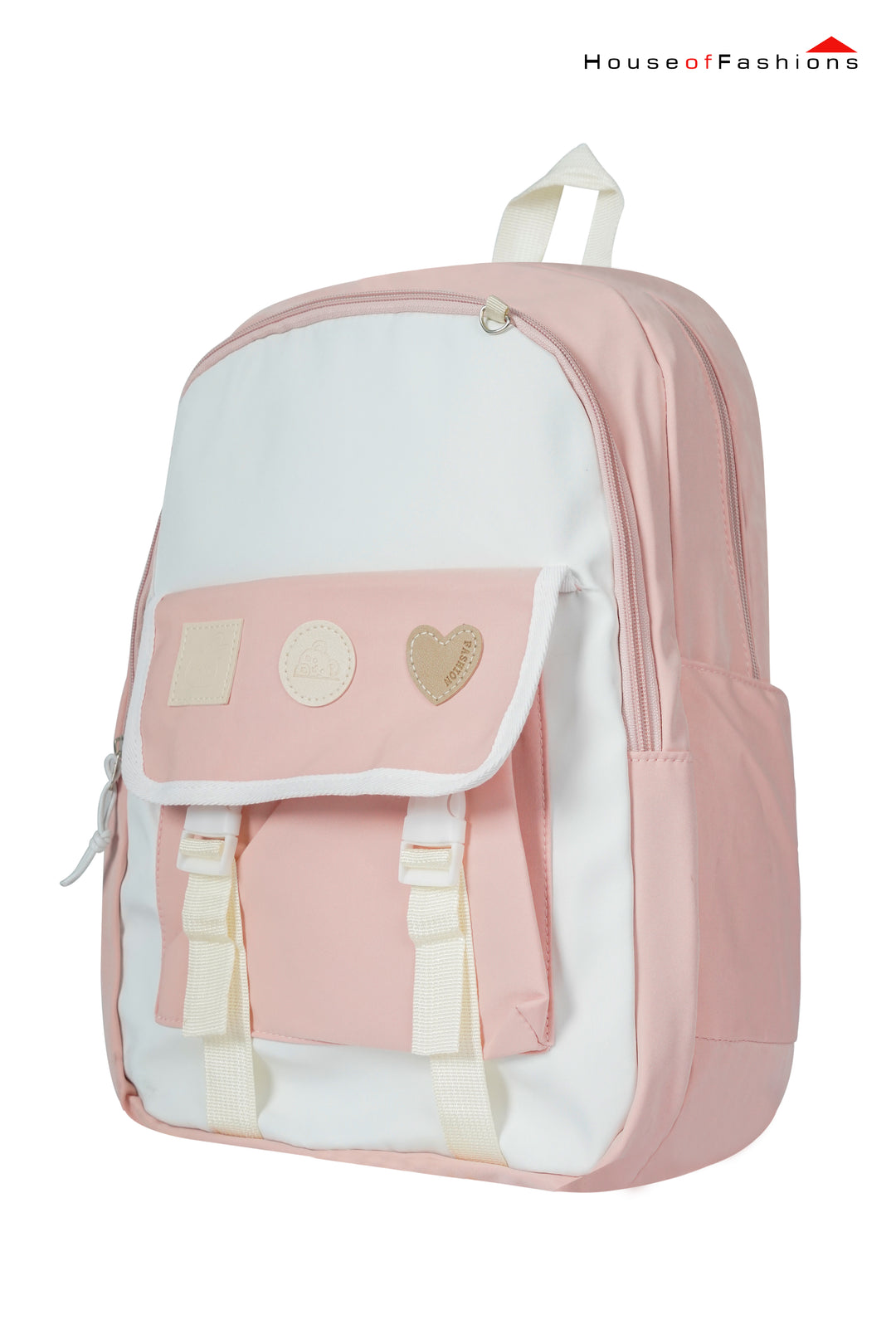 Pink & White Heart Patch Junior School Backpack