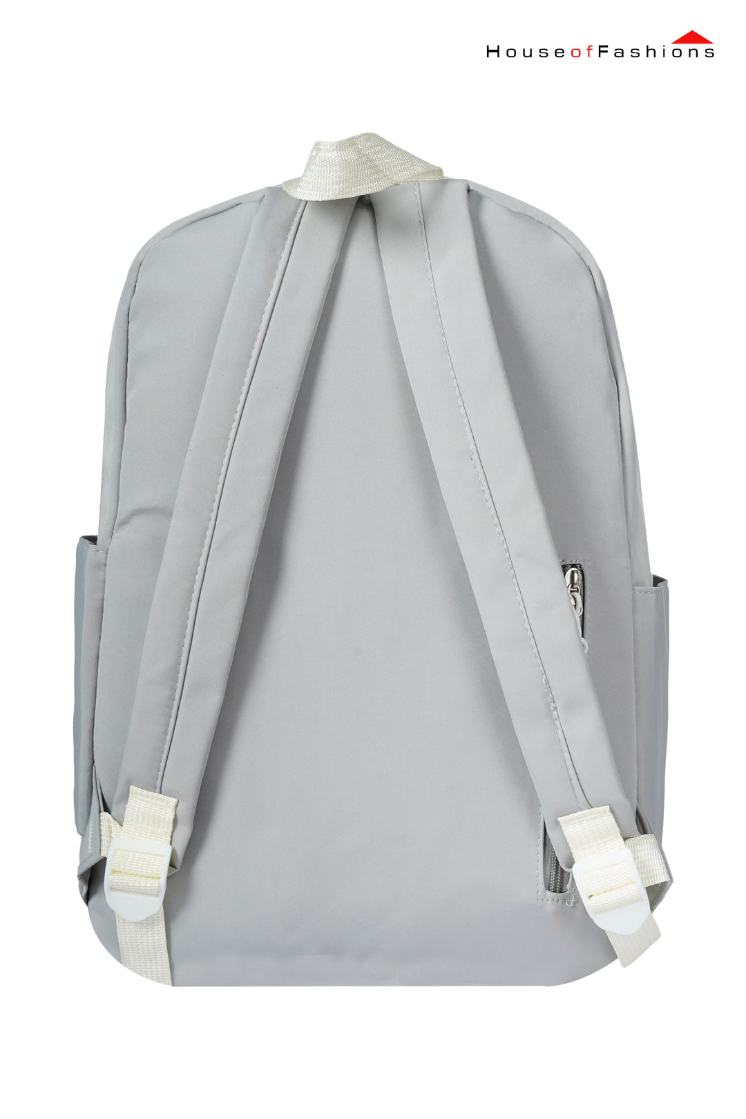 Grey & White Heart Patch School Backpack for Girls