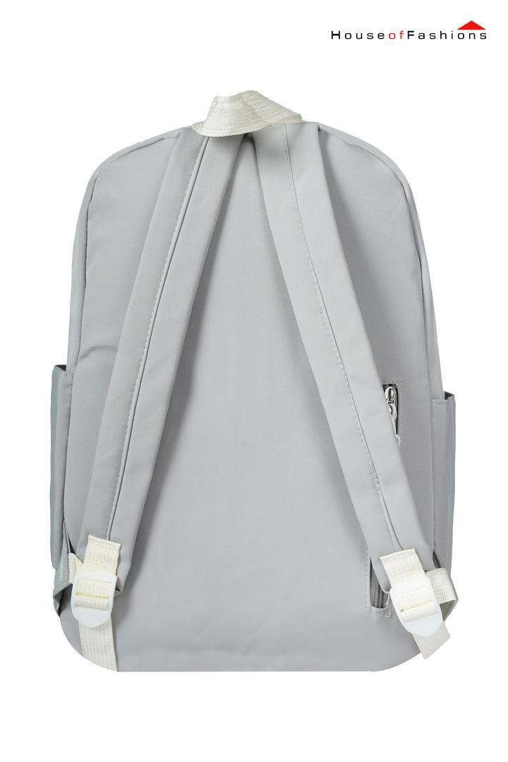 Grey & White Heart Patch School Backpack for Girls