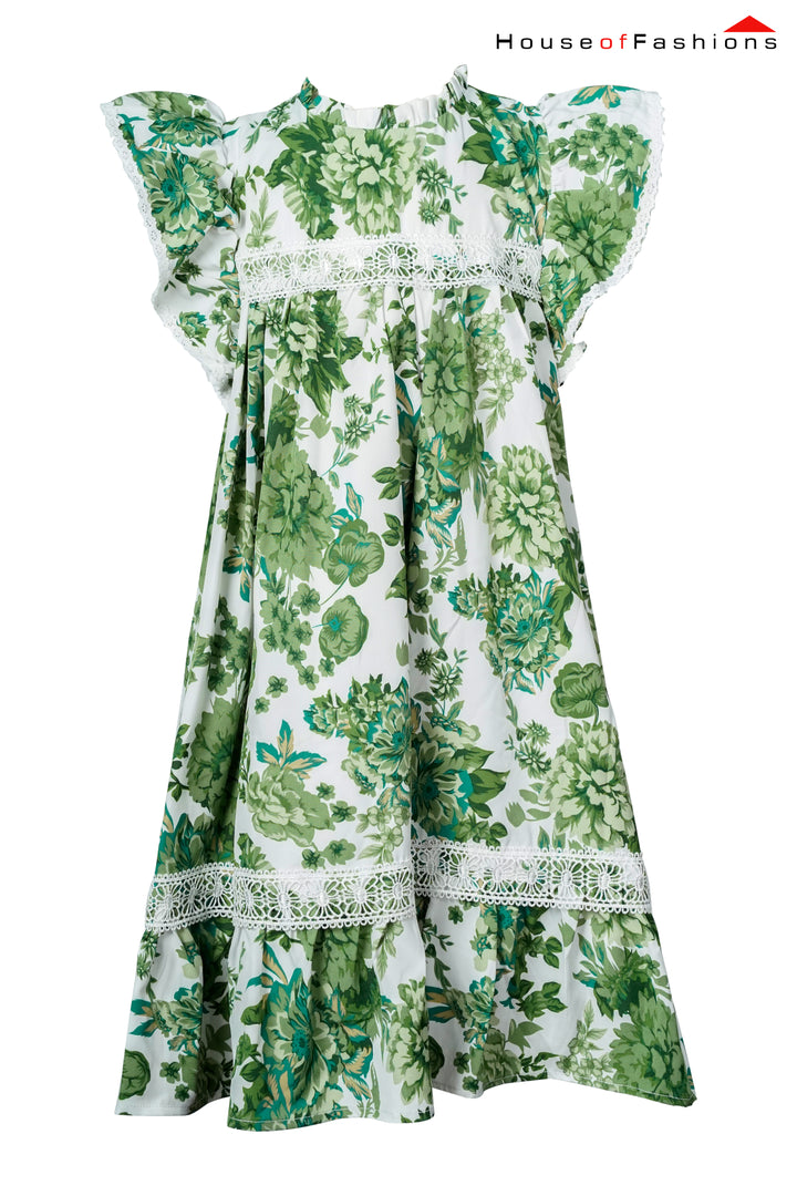 Emerald Bloom – Green Botanical Lace Dress