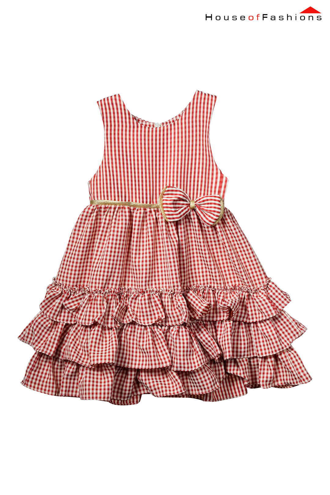 Cherry Picnic – Tiered Gingham Party Dress