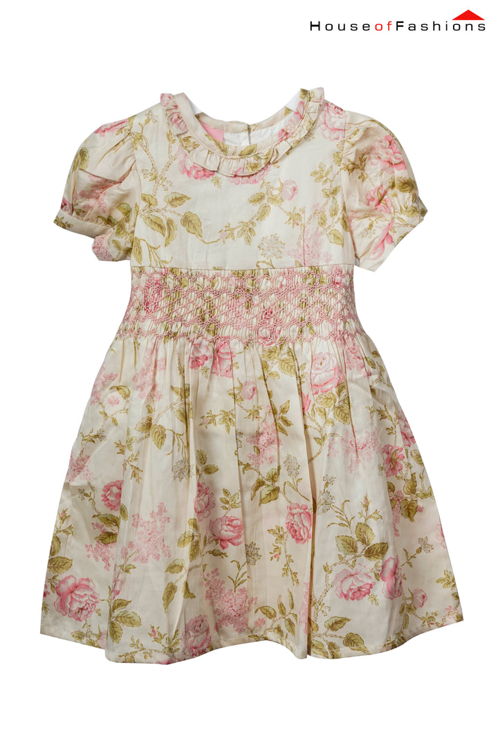 Rose Whispers – Smocked Floral Cotton Dress