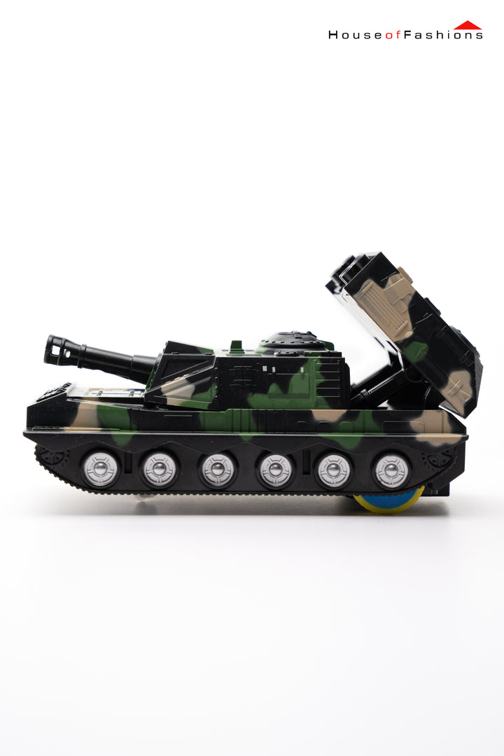 Automatic Deformation 2 in 1 Deformed Armored Army Tank Toy for Kids with 3D LED Lights and Music - Bump and Go Action - Battery Operated