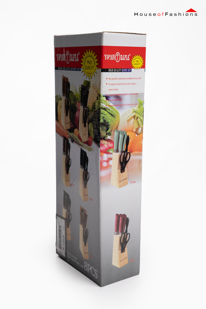 8-Piece Knife Set with Wooden Block – Durable Kitchen Tools for Sri Lankan Homes