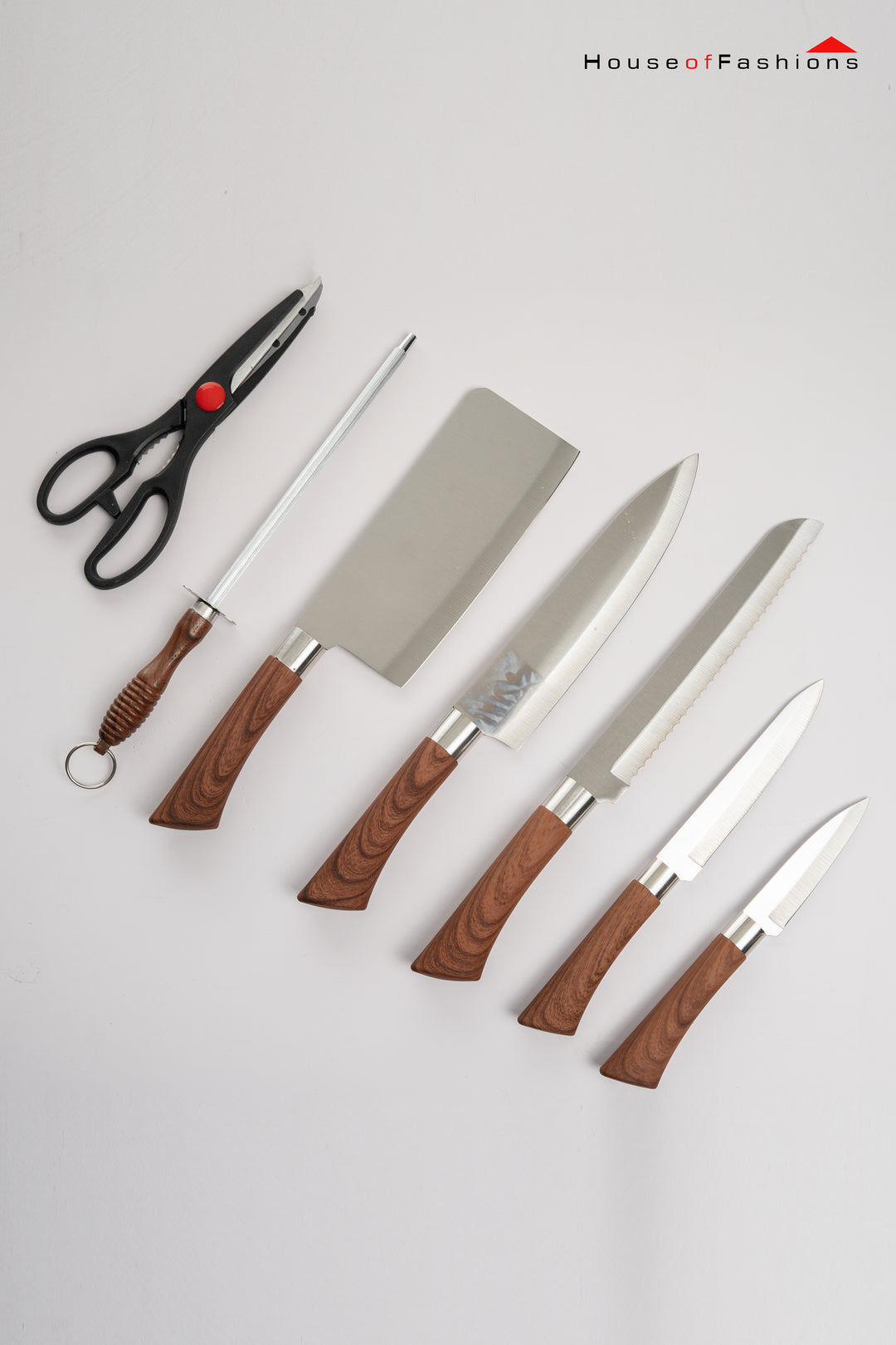 8-Piece Knife Set with Wooden Block – Durable Kitchen Tools for Sri Lankan Homes