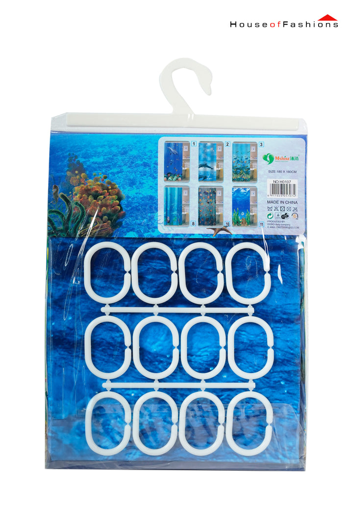 PEVA Plastic Shower Curtain, Ocean theme 180x 180cm