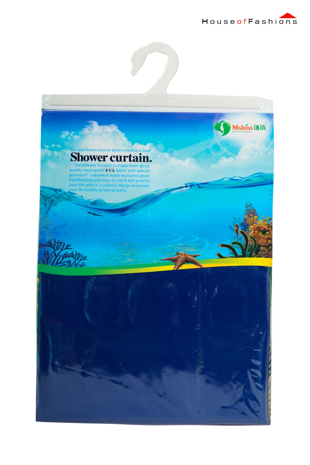 PEVA Plastic Shower Curtain, Ocean theme 180x 180cm