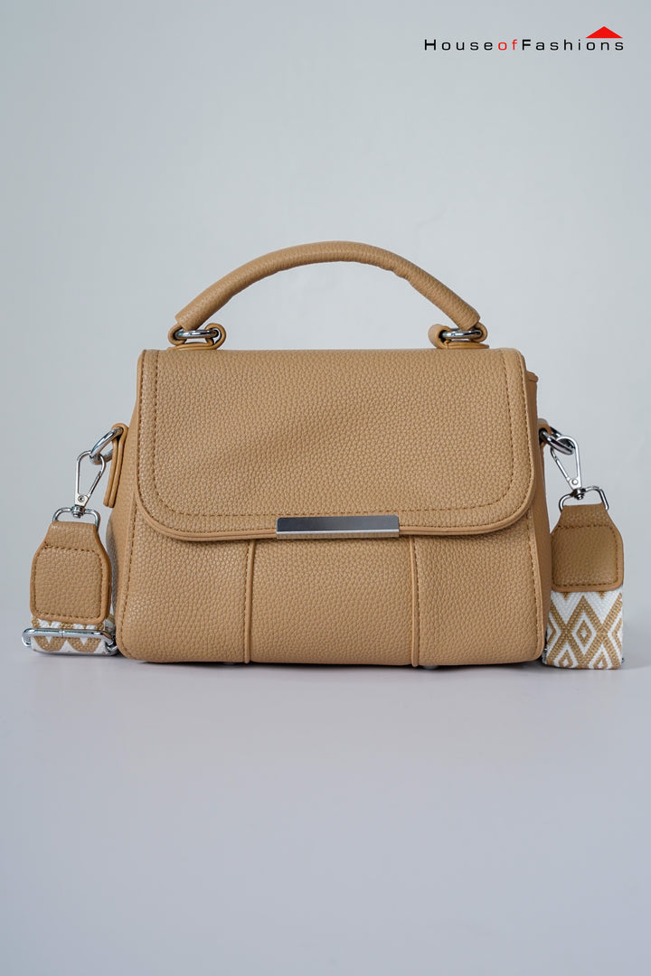 Women’s Elegant Crossbody Bag – Vegan Leather with Top Handle & Ribbon Scarf