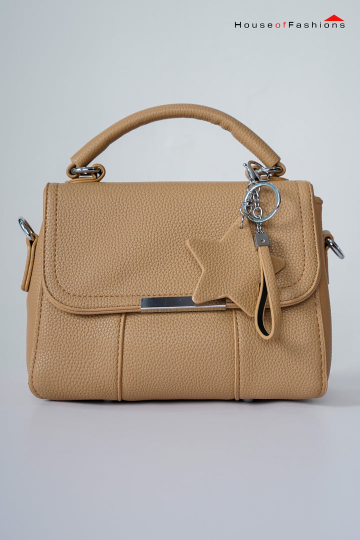 Women’s Elegant Crossbody Bag – Vegan Leather with Top Handle & Ribbon Scarf