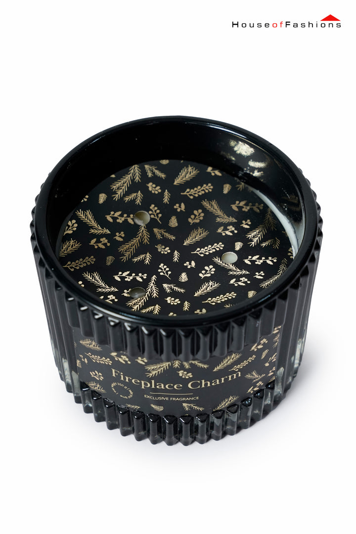 Premium Sandalwood Scented Candle – Black Glass Jar – 320g – 65 Hour Burn Time