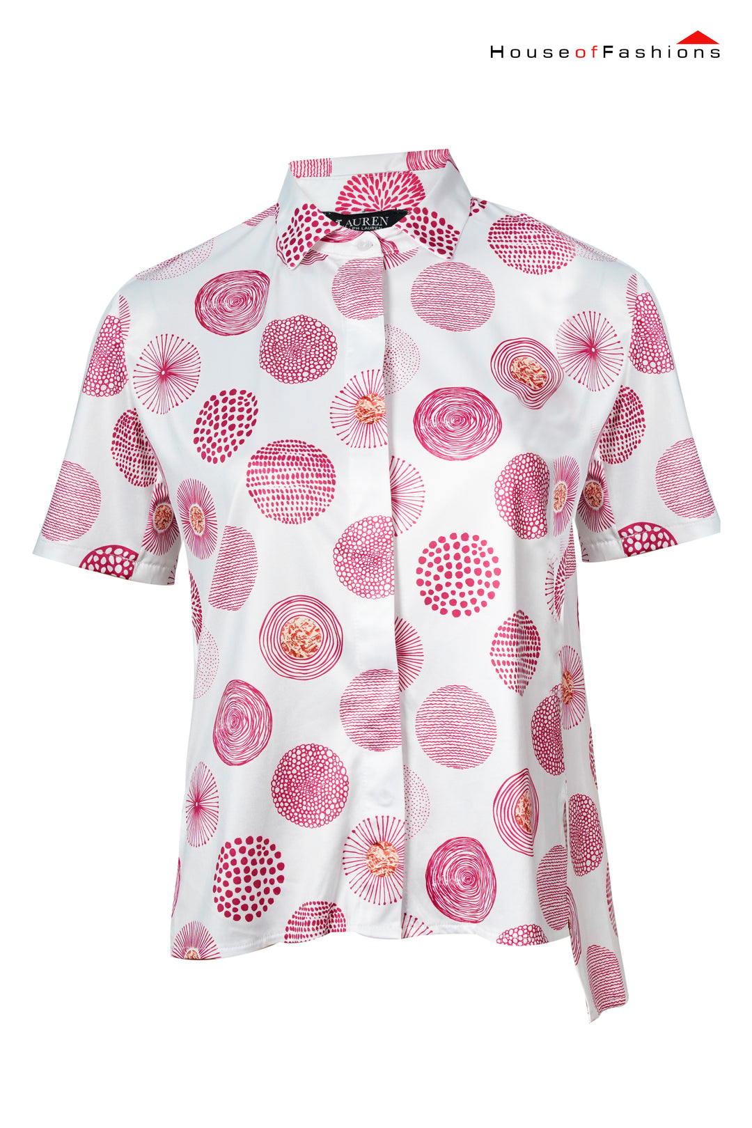 Cherry Swirl Dot Print Short Sleeve Shirt