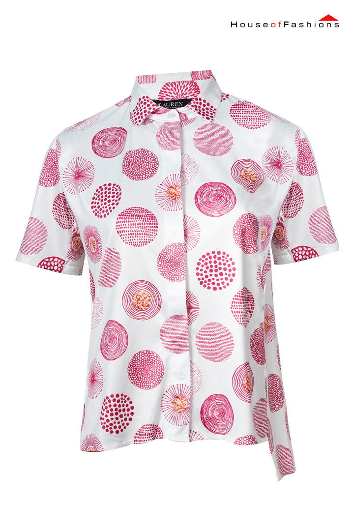 Cherry Swirl Dot Print Short Sleeve Shirt
