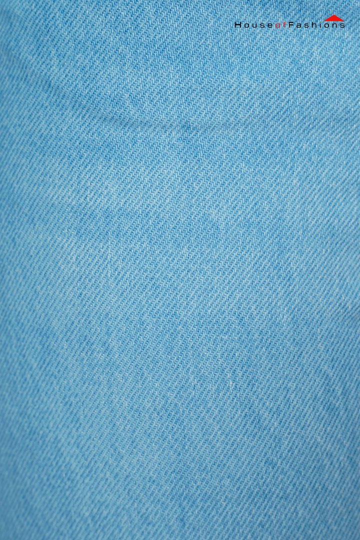 Light Blue High-Waist Button Fly Straight Jeans
