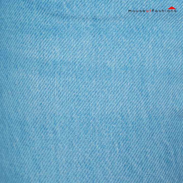 Light Blue High-Waist Button Fly Straight Jeans