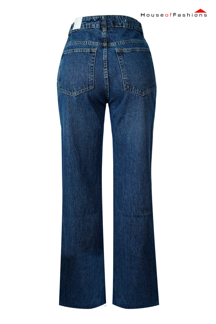 Dark Blue High-Waist Button-Fly Jeans