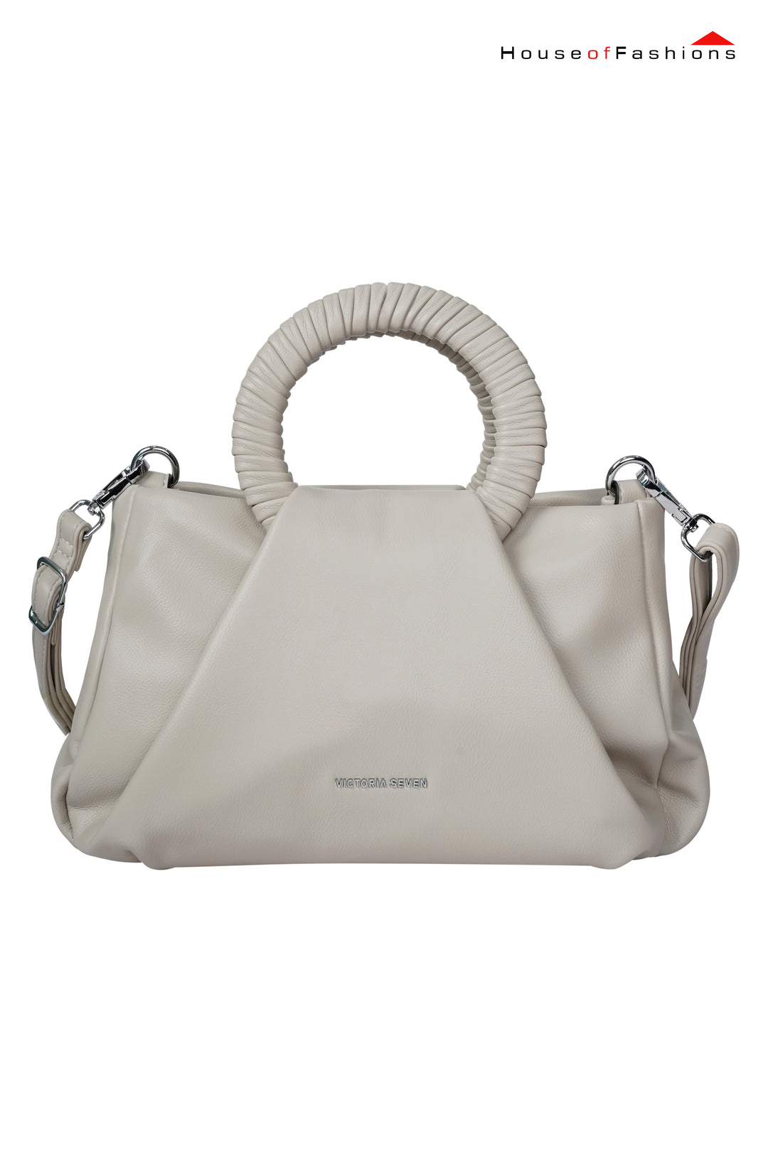 Victoria Seven Sculpted Round Handle Bag – Ivory Cream